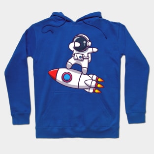 Cute Astronaut Dabbing On Rocket Cartoon Hoodie